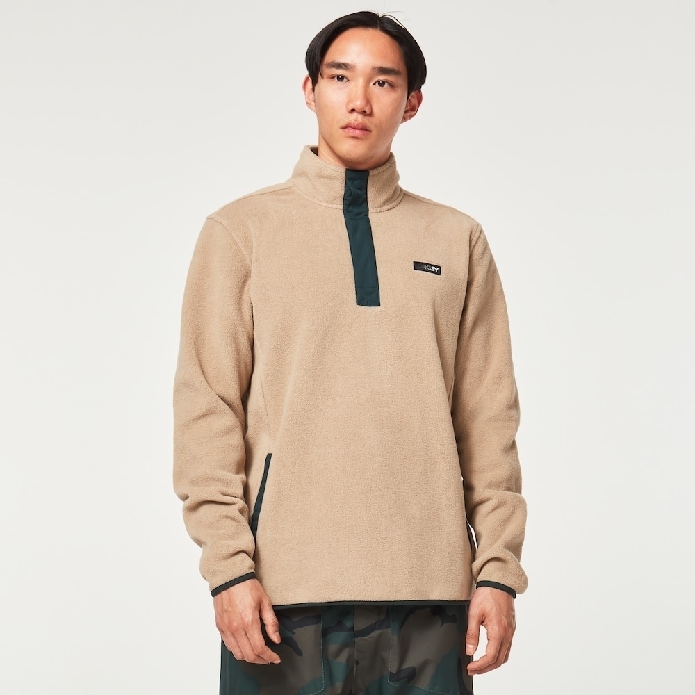 Oakley Men's Alta RC Fleece Pullover Logo Tan Performance Fit Sz LG Mens